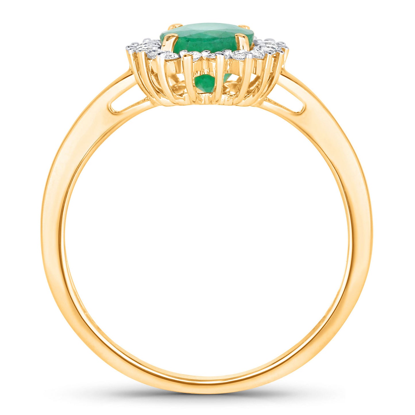 Natural Zambian Emerald Ring With Diamonds 1.30 Carats 14K Yellow Gold