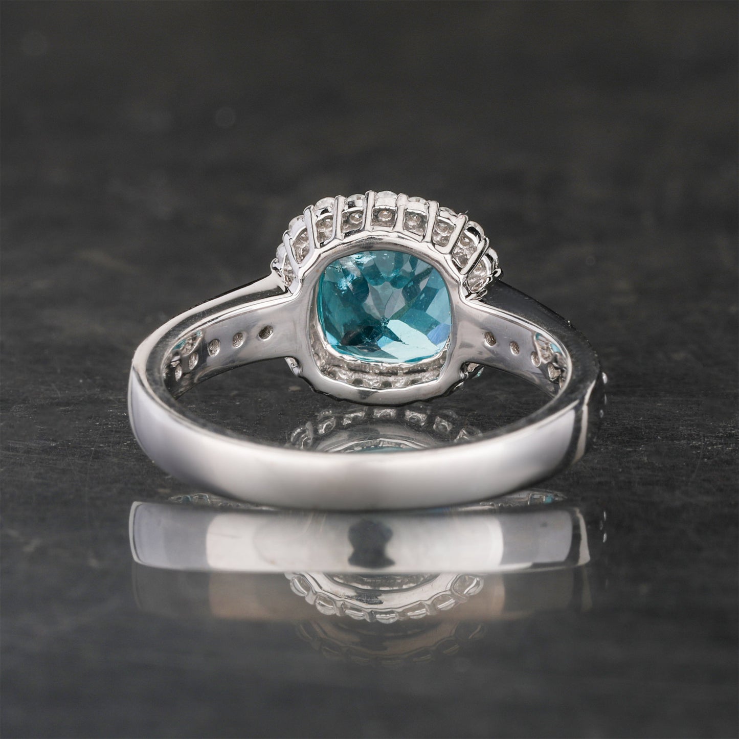 Apatite Ring With Diamonds 1.85 Carats 9K White Gold