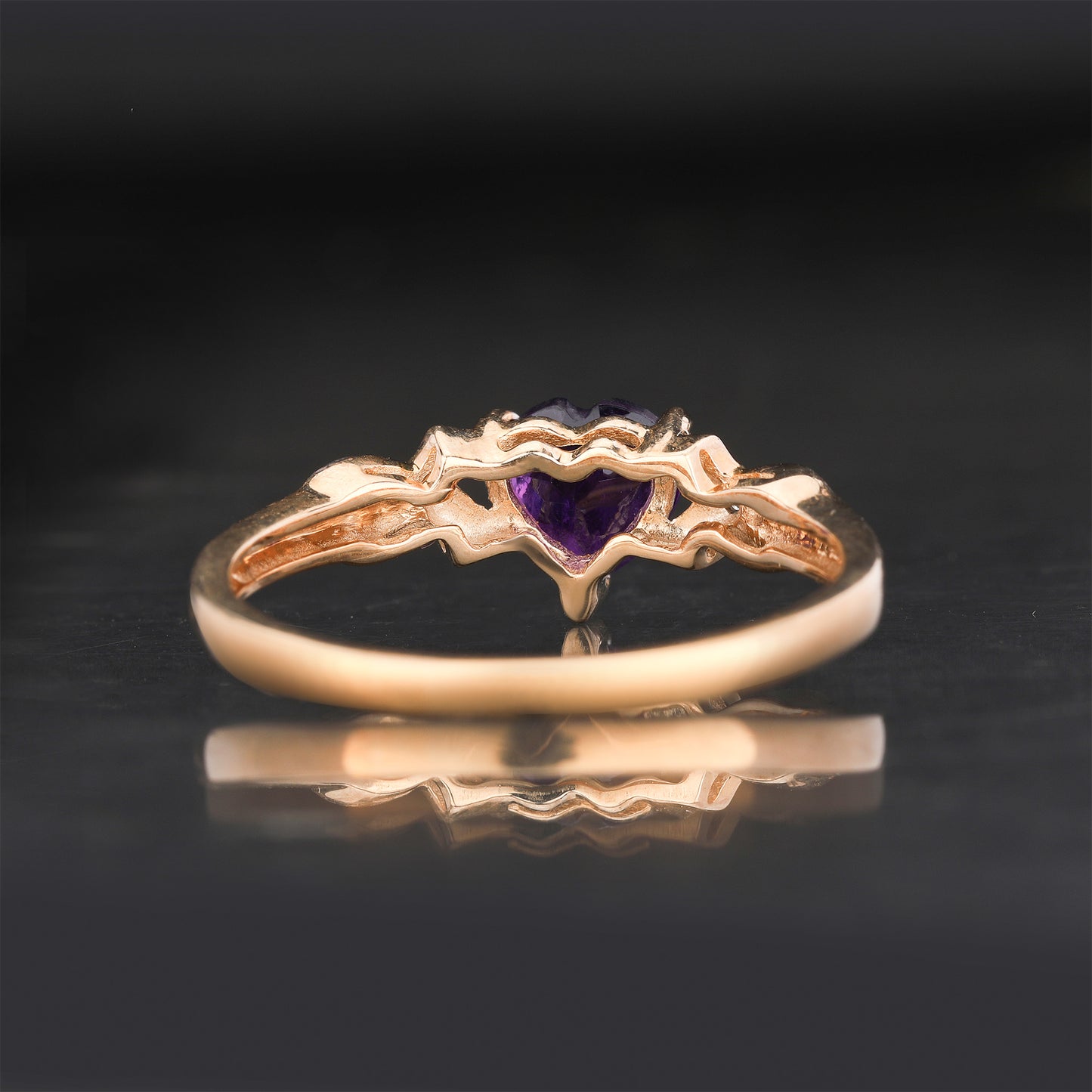 Amethyst Ring With Diamonds 0.43 Carats 9K Yellow Gold