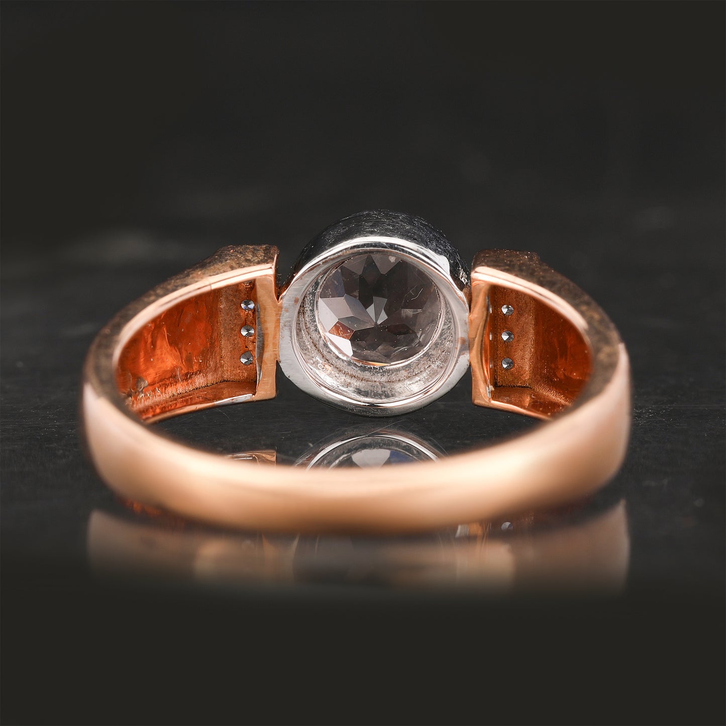 Morganite Ring With White Zircon 0.74 Carats 9K Rose & White Gold