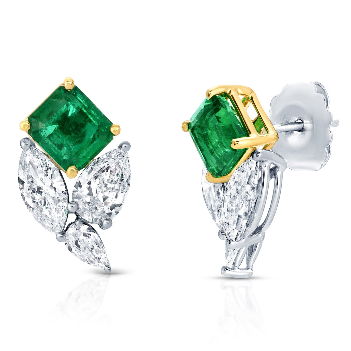 Unique Emerald and Diamond Earrings 7.1 Carats 18K Gold