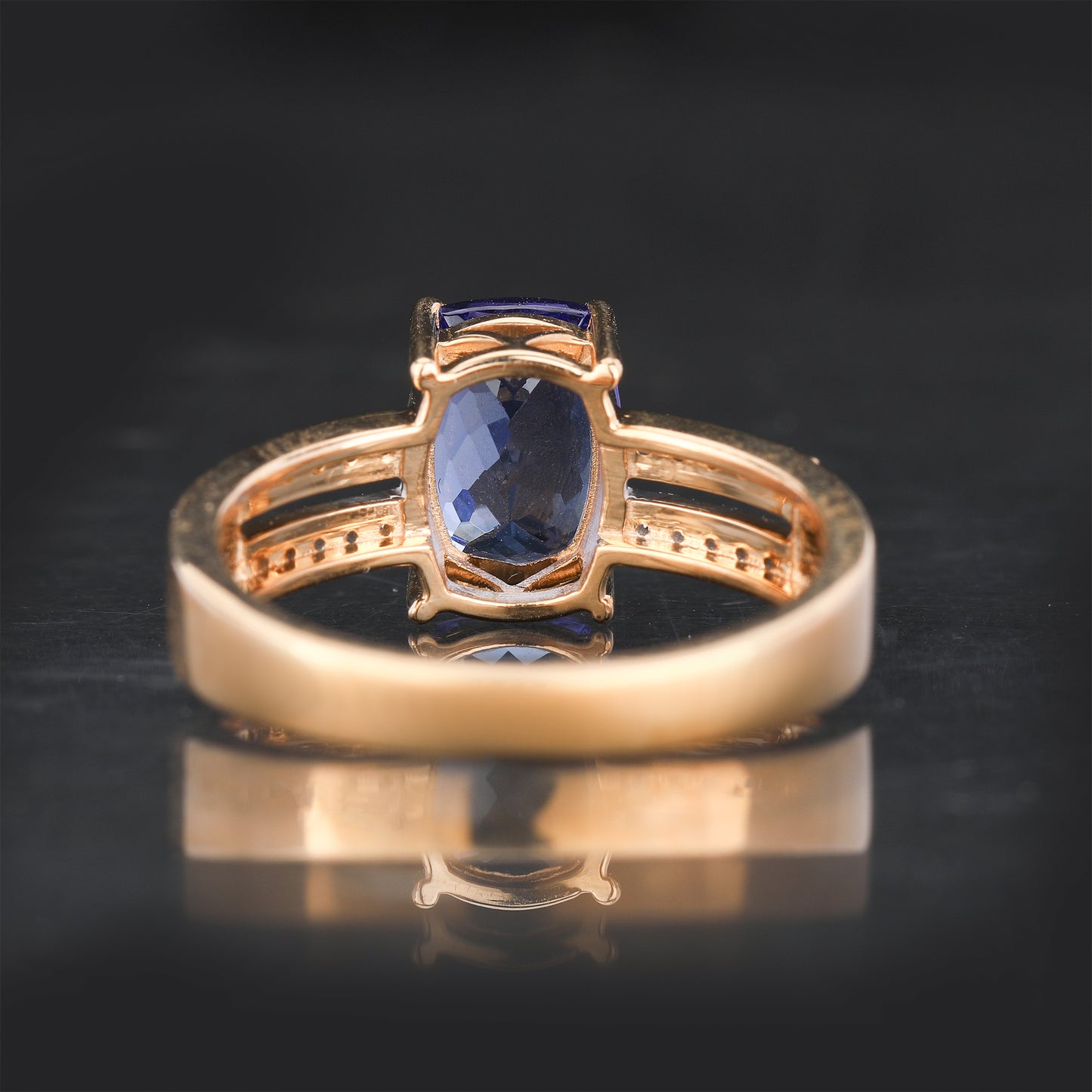 Natural Tanzanite Ring With Diamonds 1.99 Carats 9K Yellow Gold