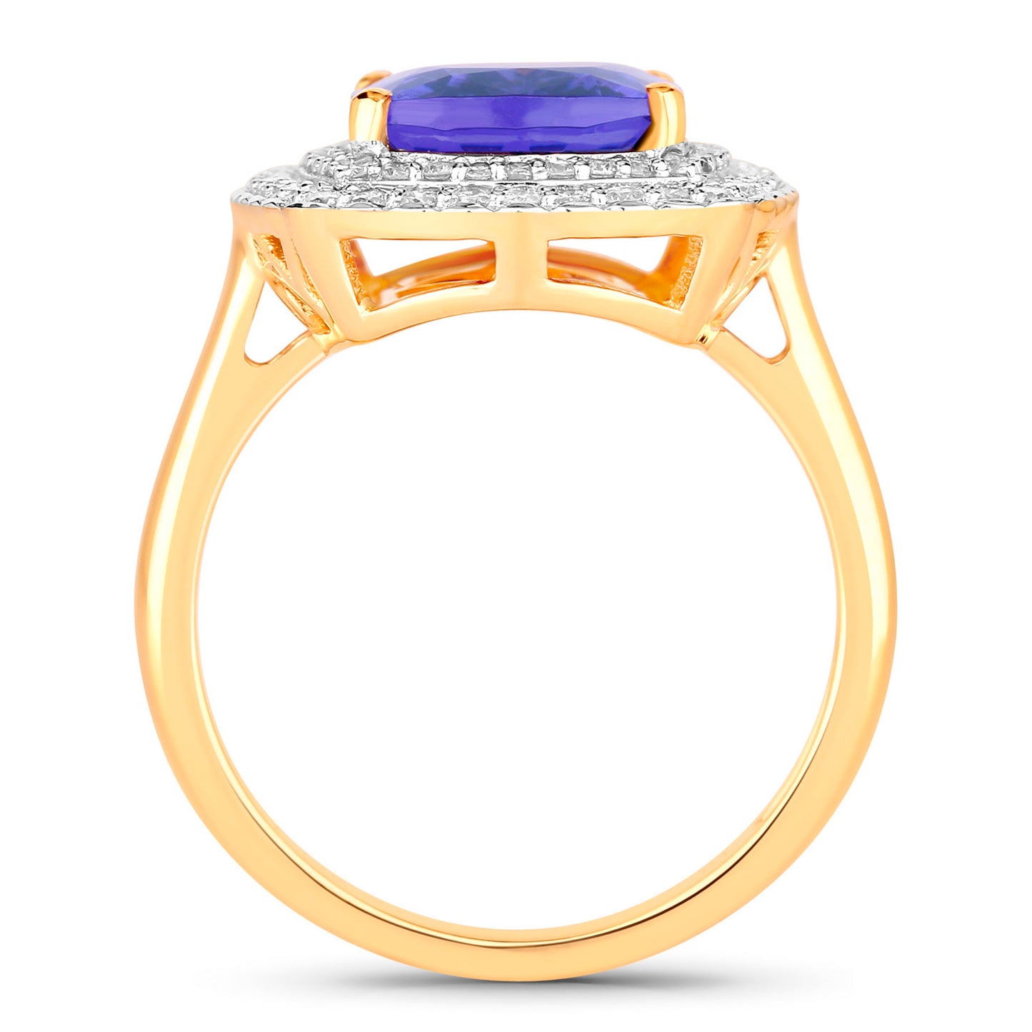 Natural Tanzanite Ring With Diamonds 4.8 Carats 14K Yellow Gold