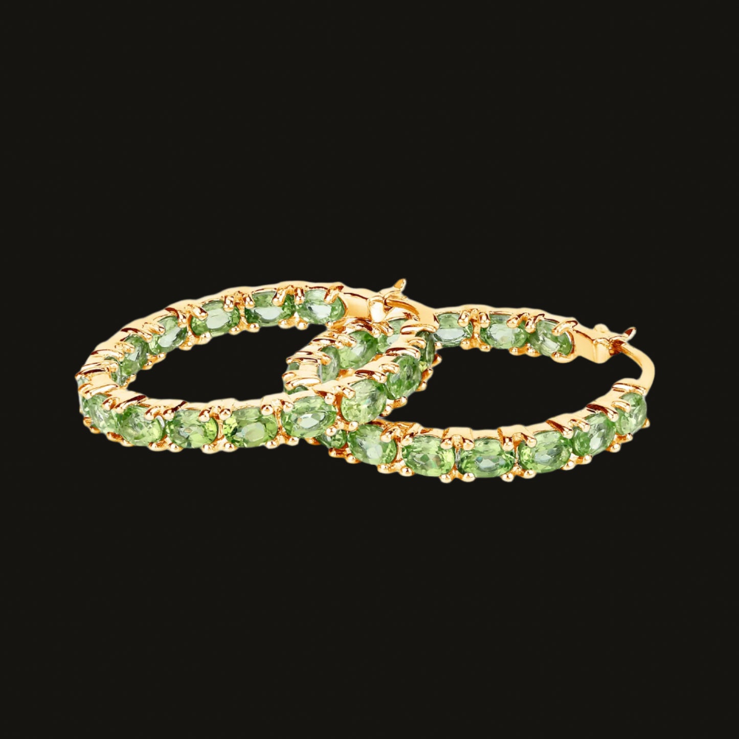 Natural Peridot Hoop Earrings 5.15 Carats 14K Yellow Gold Plated Silver