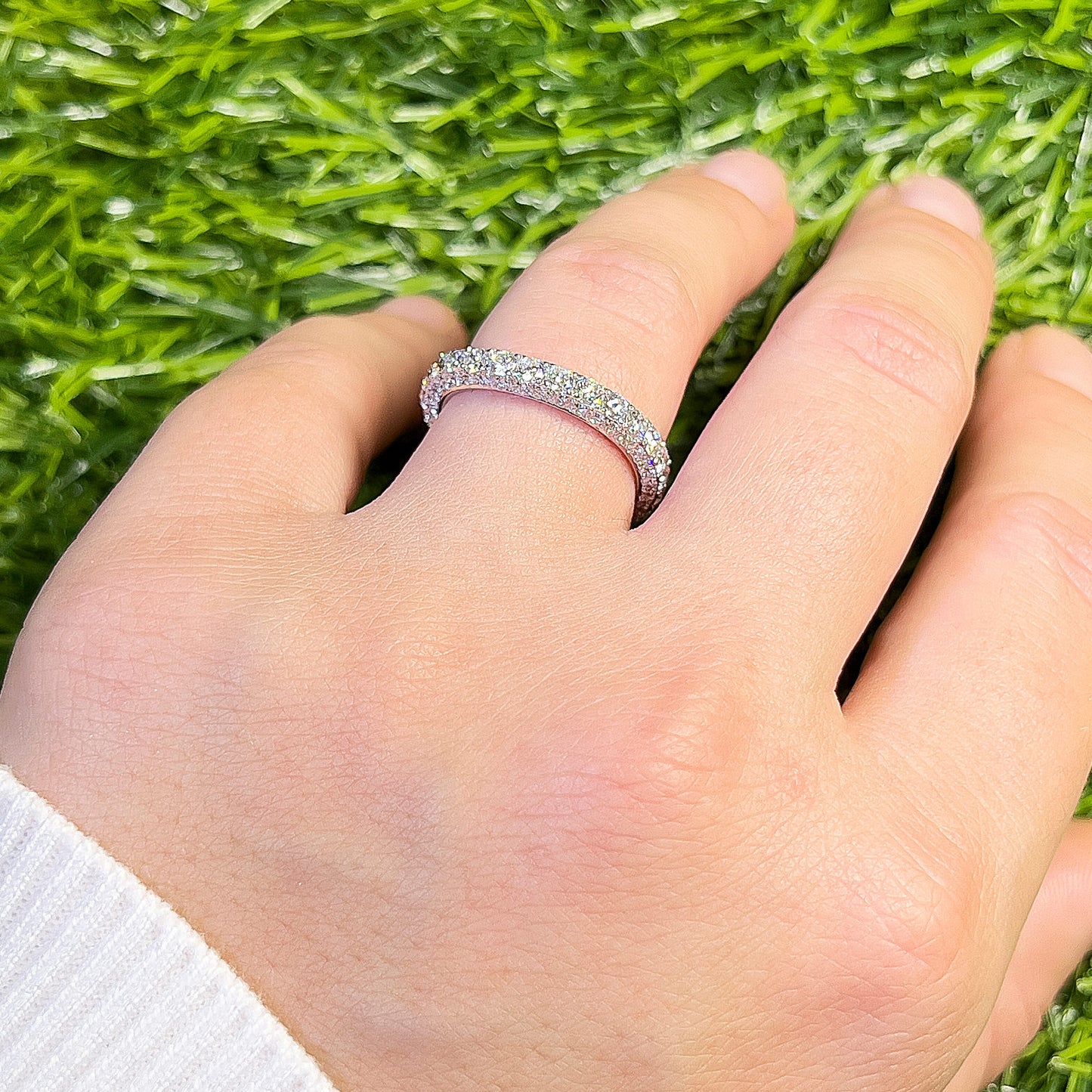 Diamond Wedding Band Ring 1.41 Carats 47 Diamonds 18K White Gold