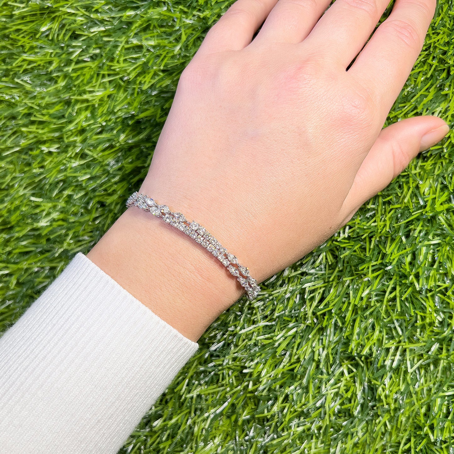 Mixed Cut Diamond Double Strand Bracelet 4.80 Carats 108 Diamonds 18K Gold
