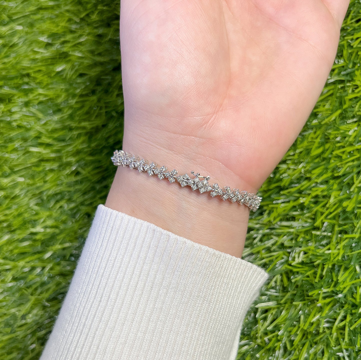 Mixed Cut Diamond Double Strand Bracelet 4.80 Carats 108 Diamonds 18K Gold