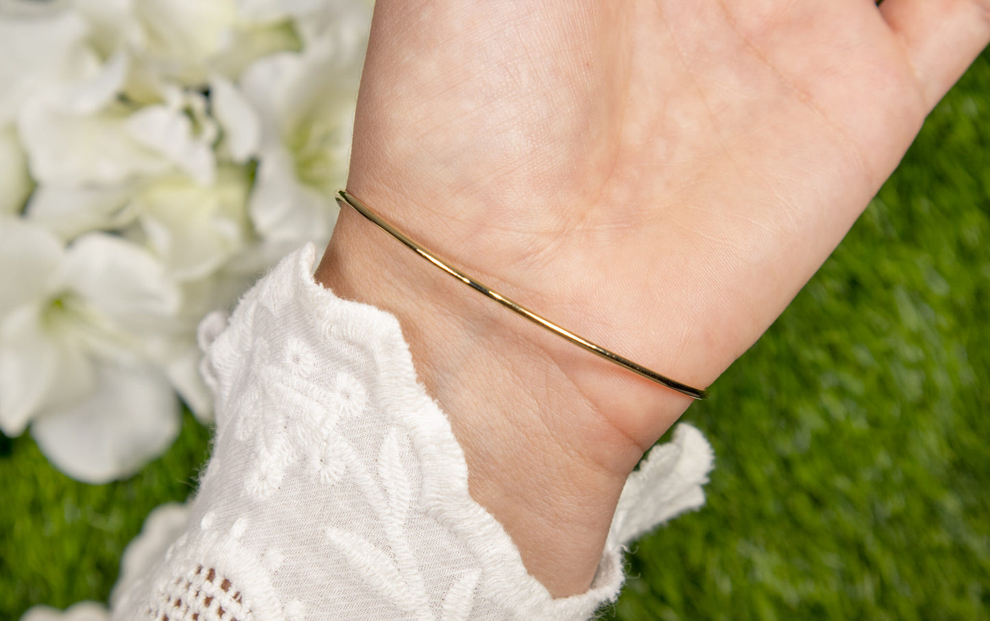 Flexible Open Cuff Diamond Flower Bracelet