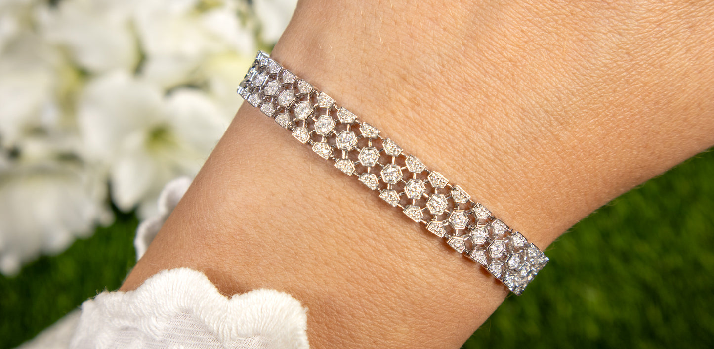 Three Row Diamond Bracelet 1.9 Carat Total