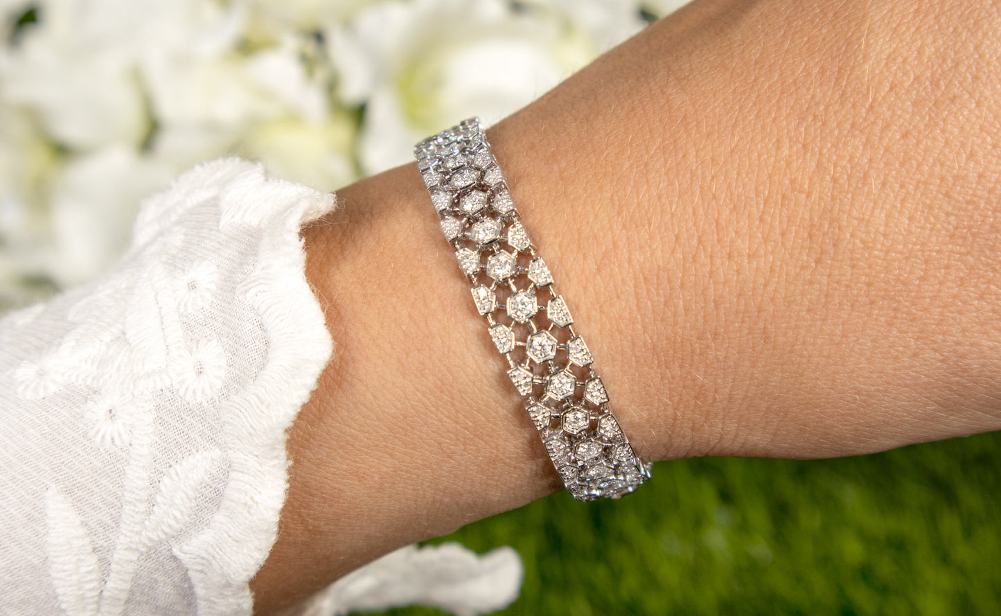 Three Row Diamond Bracelet 1.9 Carat Total