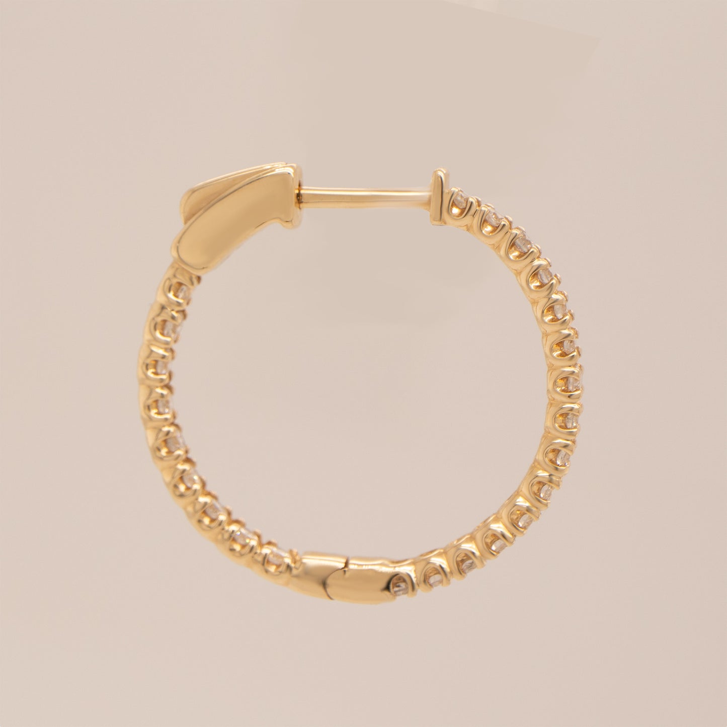 Diamond Hoop Earrings 1 Carat Total 14K Yellow Gold