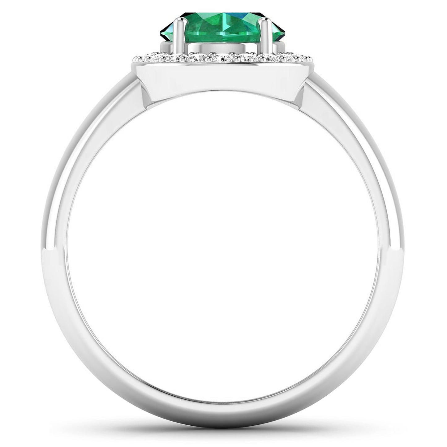 Emerald Ring Diamond Halo 1.87 Carats 14K White Gold