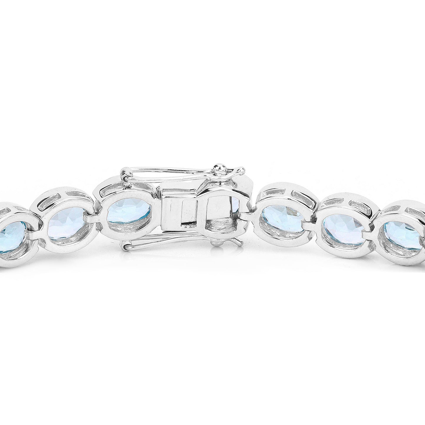 Blue Topaz Tennis Bracelet 43.6 Carats Rhodium Plated Sterling Silver