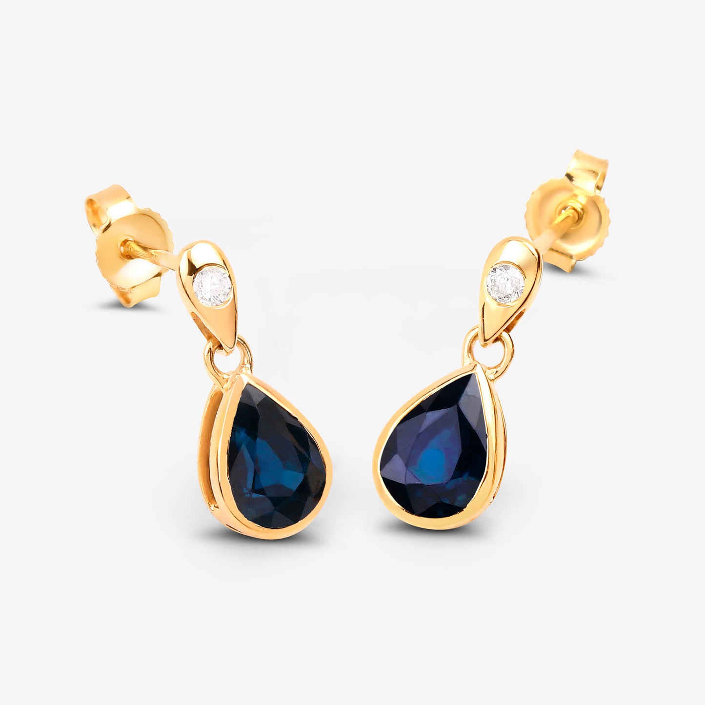 Blue Sapphire Dangle Earrings Diamonds 1.64 Carats 10K Yellow Gold