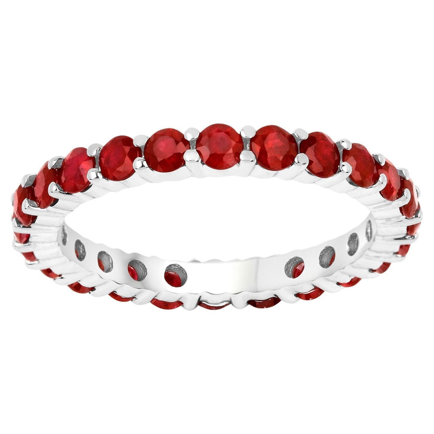 Ruby Eternity Ring 1.63 Carats 14K White Gold