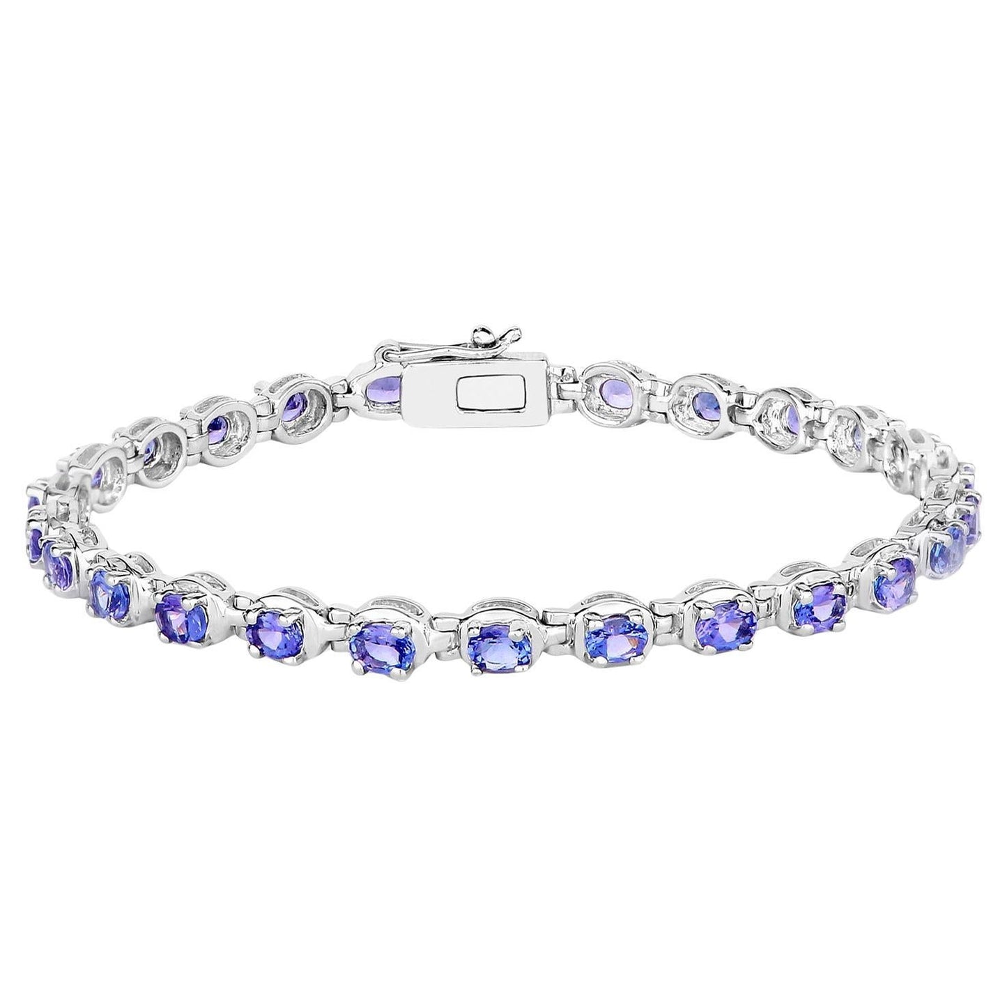 Tanzanite Tennis Bracelet 4.58 Carats Sterling Silver