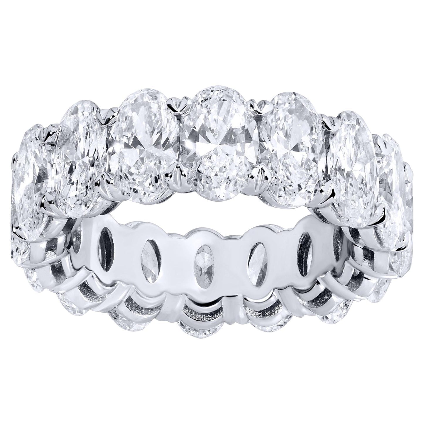Diamond Eternity Ring Oval Cut 8.5 Carats Total 18K White Gold