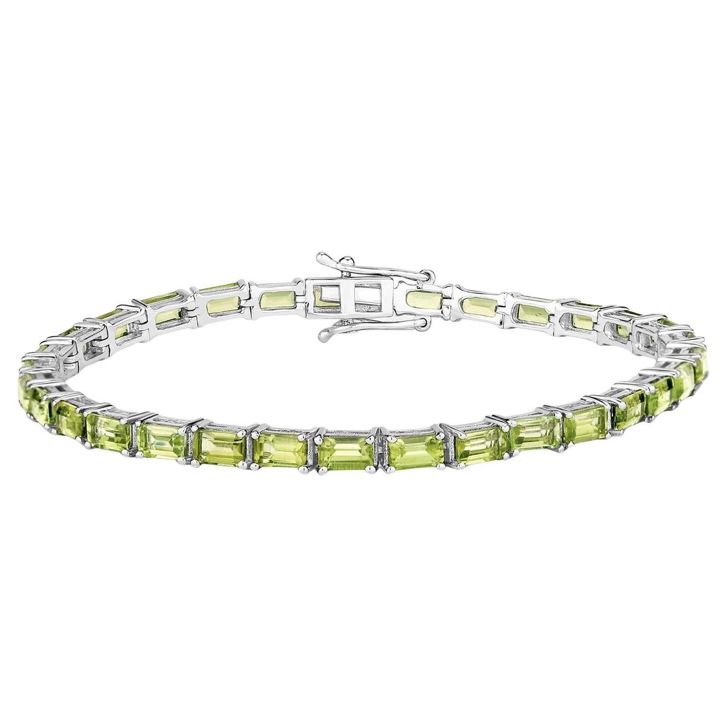 Peridot Tennis Bracelet 8.67 Carats Sterling Silver
