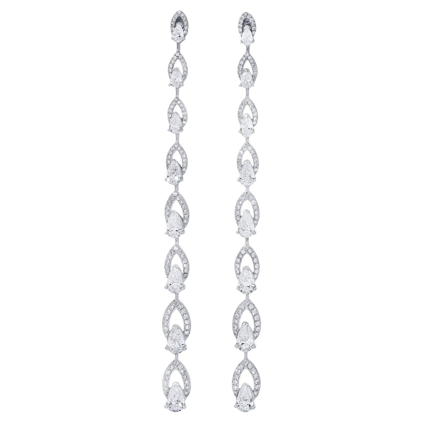 Stunning Diamond Chandelier Earrings 3.88 Carats 18K White Gold