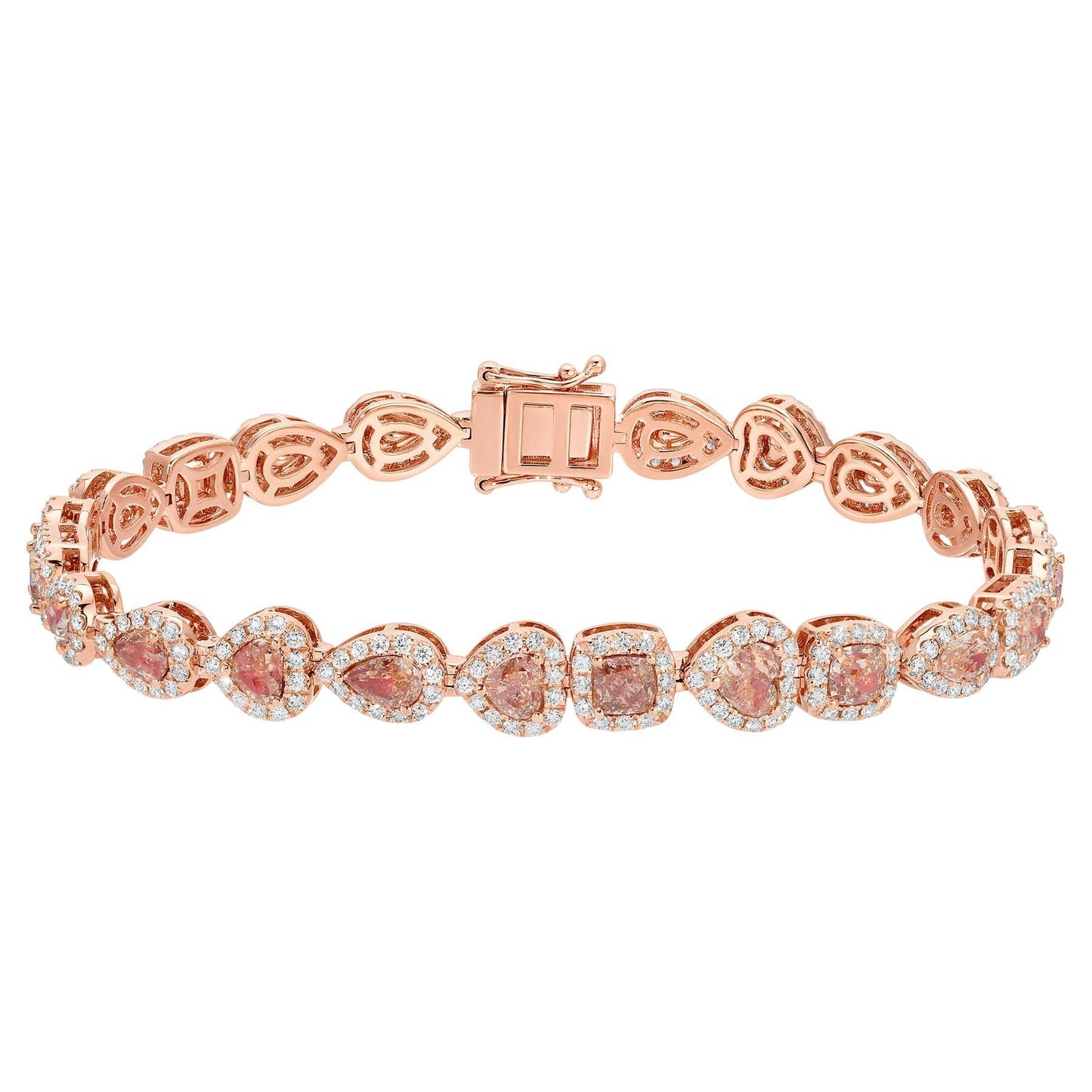 Pink Diamond Bracelet With Halo 7.5 Carats Total 18K Gold