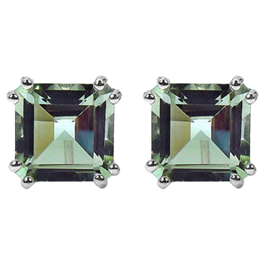 Green Prasiolite Stud Earrings 9 Carats