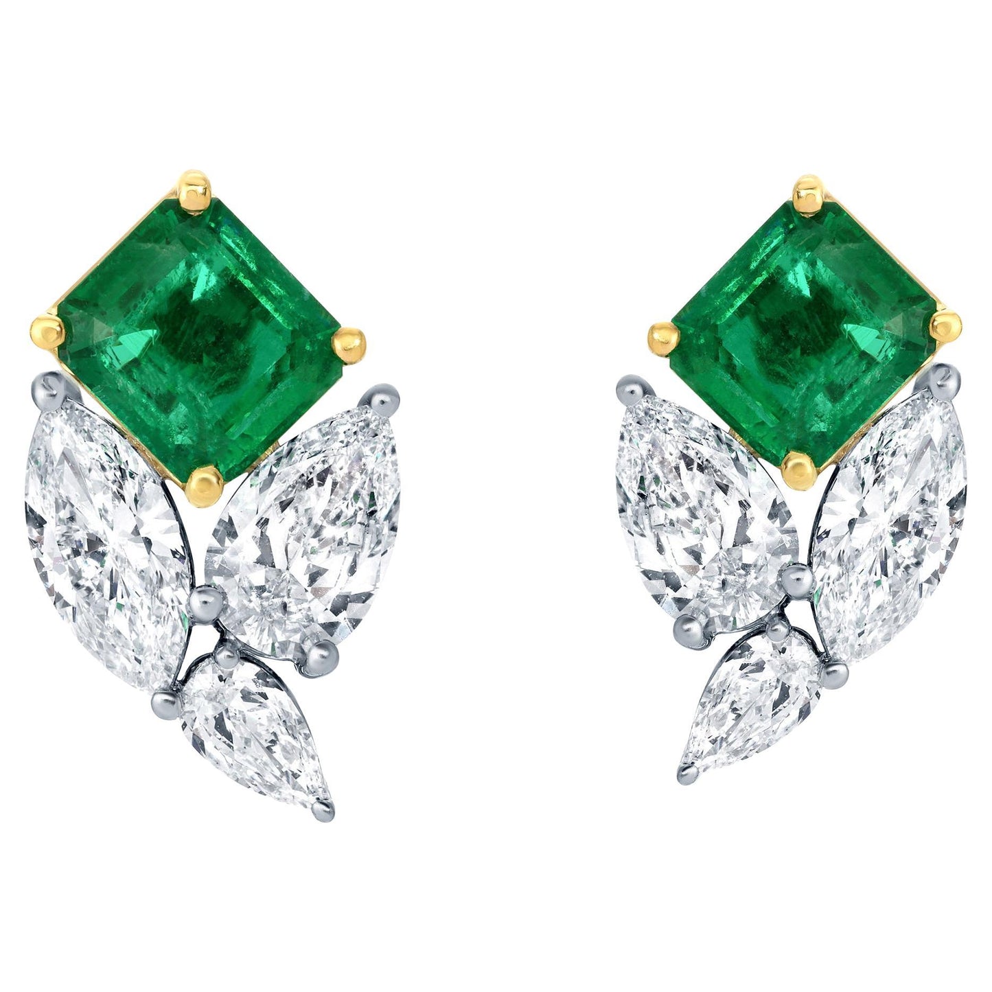 Unique Emerald and Diamond Earrings 7.1 Carats 18K Gold