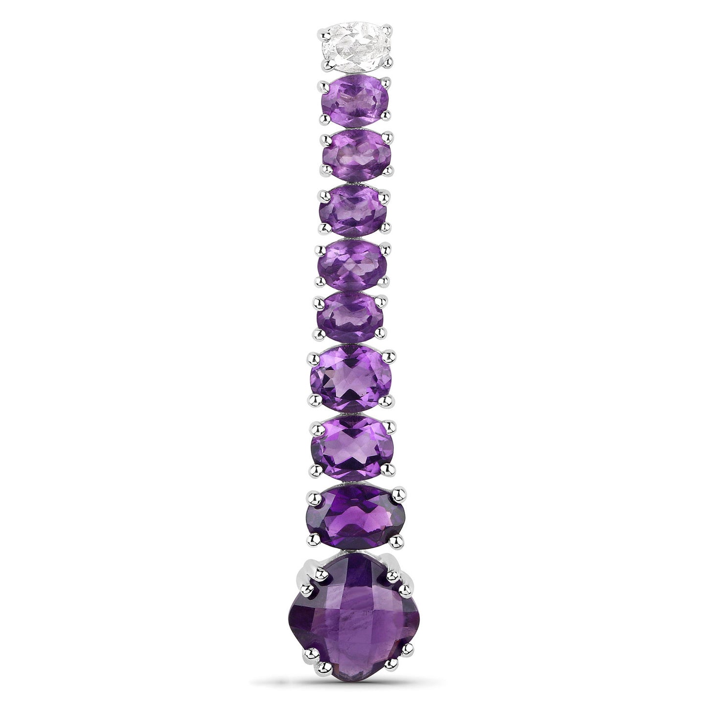 Natural Amethyst Dangle Earrings White Topaz Top 7.5 Carats
