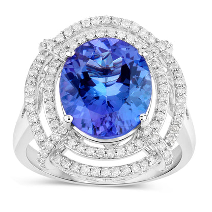 Tanzanite Ring Diamonds 5.15 Carats 14K White Gold