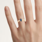 Blue Sapphire Ring With Diamonds 0.97 Carats 14K Yellow Gold