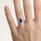 Blue Sapphire Ring With Diamonds 4.24 Carats 18K Yellow Gold