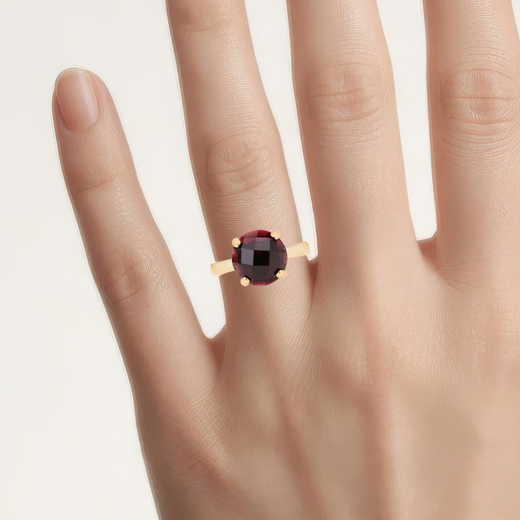 Garnet Ring 7.36 Carats Gold Plated Silver