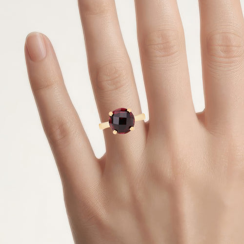 Garnet Ring 7.36 Carats Gold Plated Silver