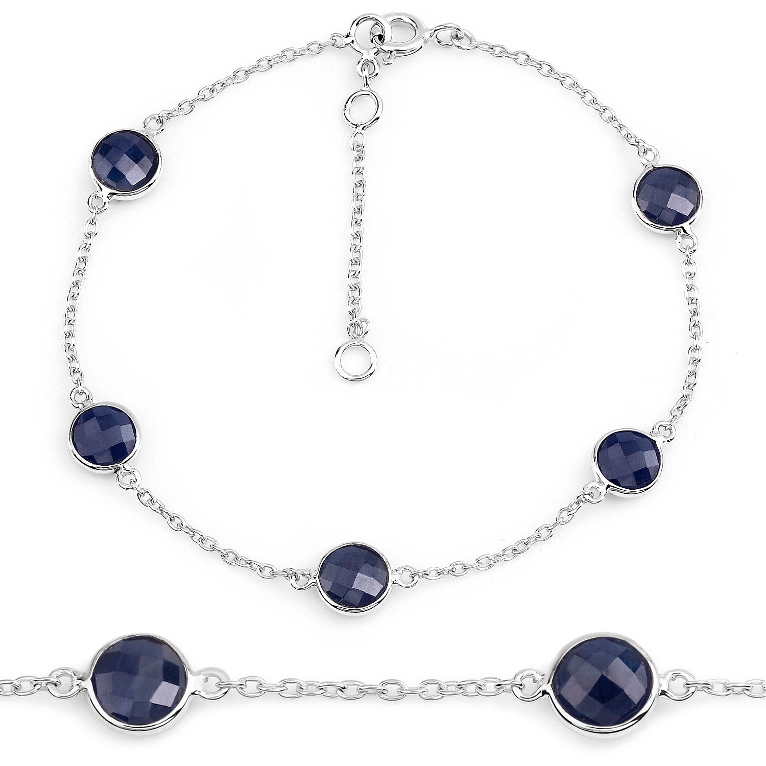 Blue Sapphire Bracelet 4.98 Carats Sterling Silver