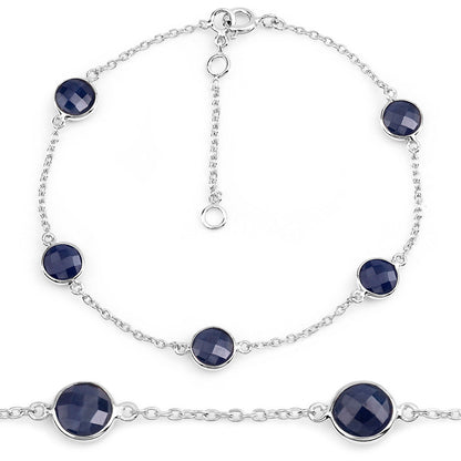 Blue Sapphire Bracelet 4.98 Carats Sterling Silver