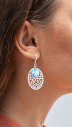 Blue Topaz Earrings 10.7 Carats Sterling Silver