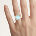 Blue Topaz Ring 6.68 Carats Gold Plated Silver
