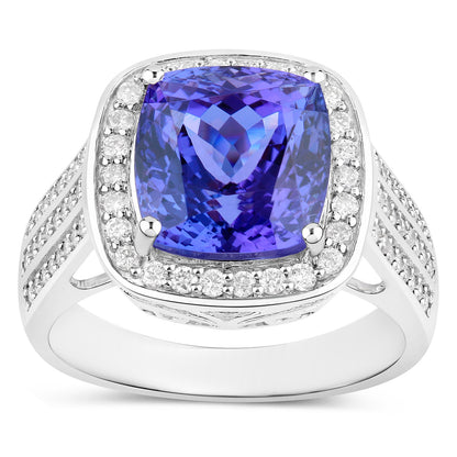 Tanzanite Ring Diamonds 5.58 Carats 14K White Gold