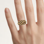 Champagne Diamond Ring With Yellow Diamond 1.16 Carats Gold Plated Silver