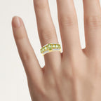 Peridot Ring With Diamonds 2.28 Carats Gold Plated Silver