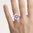 Amethyst Ring With White Topaz 5.16 Carats Sterling Silver