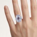 Mystic Quartz Flower Ring With Tanzanite 2.82 Carats Sterling Silver
