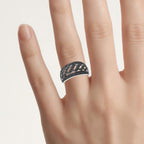 Black Diamond Ring 0.52 Carats Sterling Silver