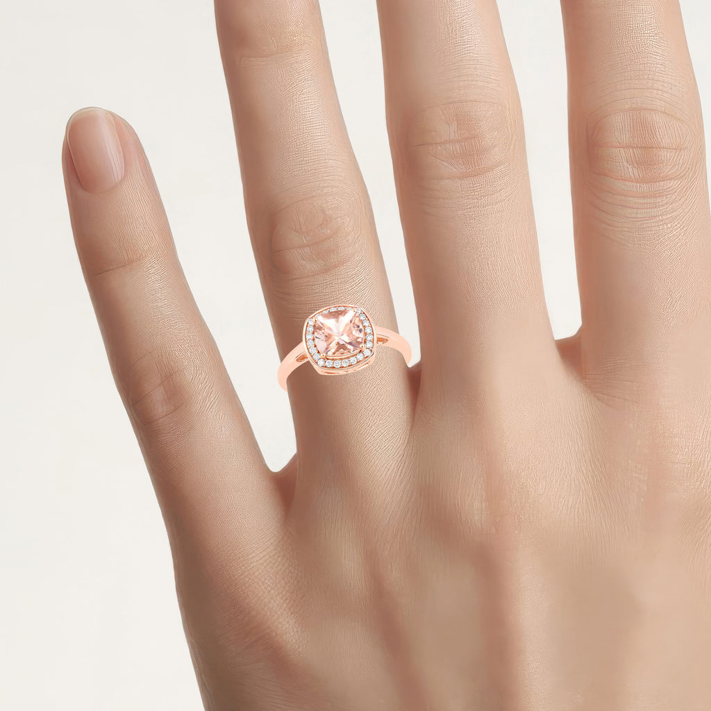 Morganite Ring With Diamonds 1.32 Carats 14K Rose Gold