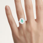 Zambian Emerald Ring With White Topaz 2.12 Carats Sterling Silver