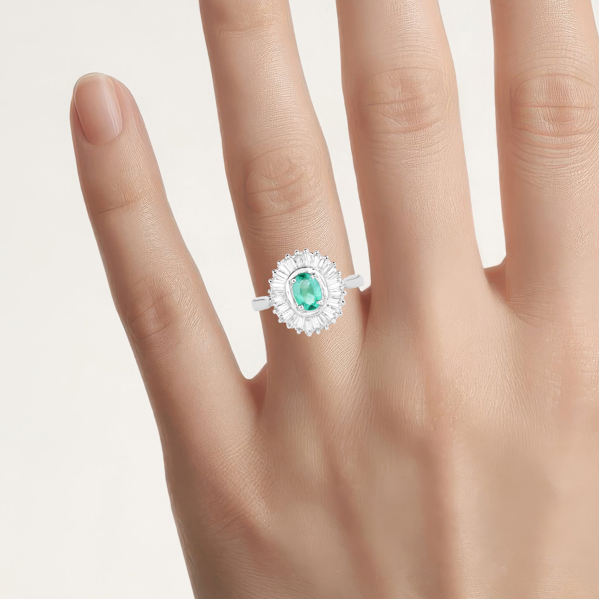 Zambian Emerald Ring With White Topaz 2.12 Carats Sterling Silver