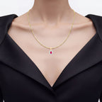 Ruby Pendant With Diamonds 0.92 Carats 10K Yellow Gold