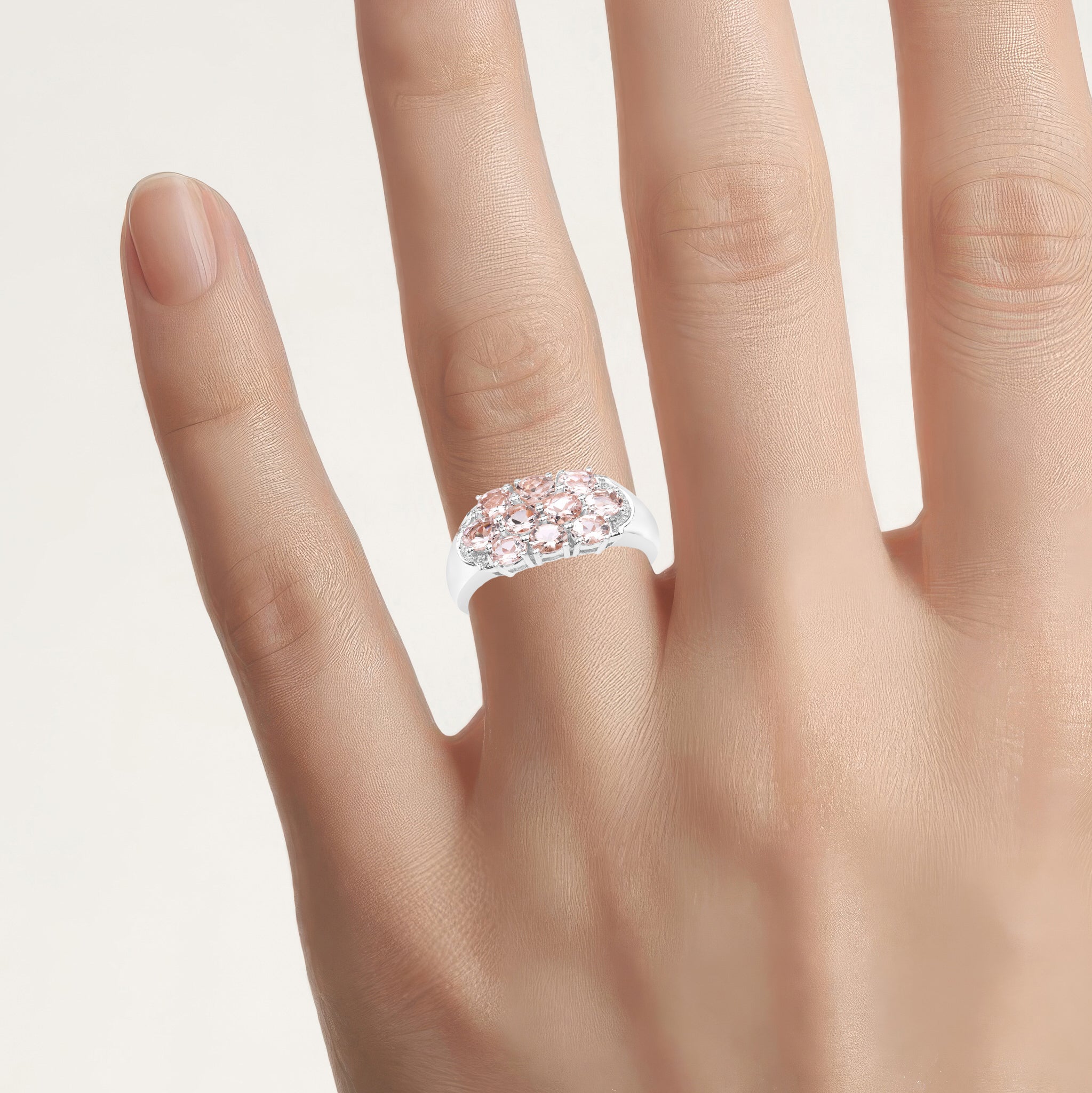 Morganite Ring 1.48 Carats Sterling Silver