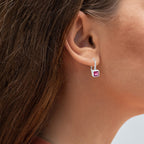Rubellite Earrings With Diamonds 2.53 Carats 14K White Gold