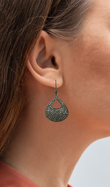 Diamond Cluster Earrings 3.14 Carats Sterling Silver