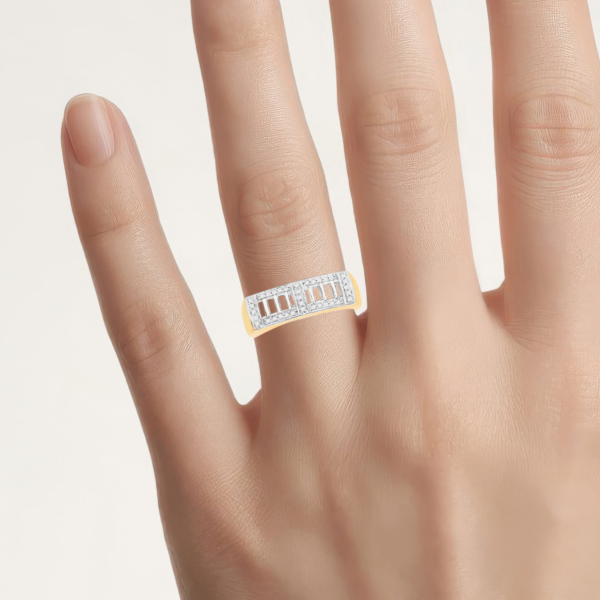 Diamond Ring 0.18 Carats Gold Plated Silver